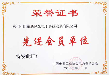 半岛集团公司_半岛（中国）电子公司荣获中国电器工业协会电力电子分会“先进